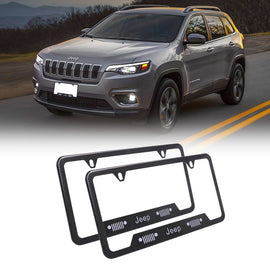 Brand New Universal 2PCS JEEP Metal Carbon Fiber Style License Plate Frame