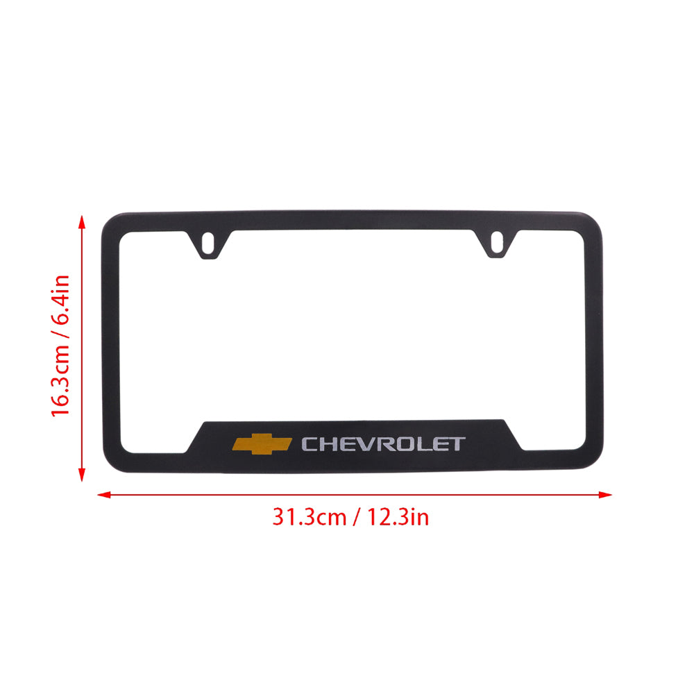 Brand New Universal 2PCS CHEVROLET Metal Black License Plate Frame
