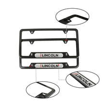 Load image into Gallery viewer, Brand New Universal 2PCS Lincoln Carbon Fiber Look Metal License Plate Frame
