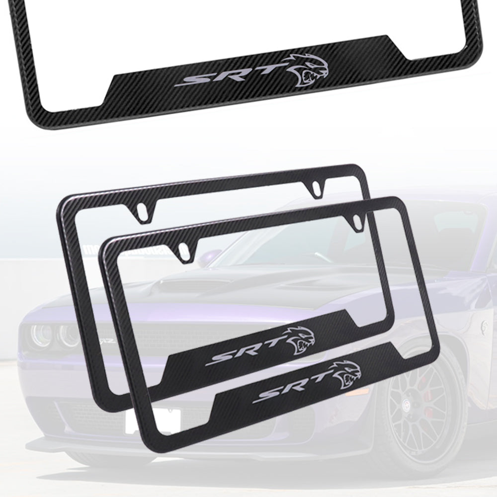 Brand New Universal 2PCS SRT Metal Carbon Fiber Style License Plate Frame