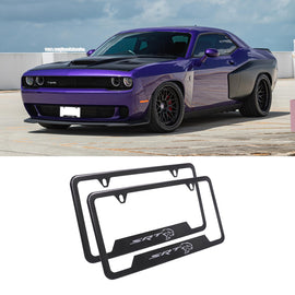 Brand New Universal 2PCS SRT Metal Carbon Fiber Style License Plate Frame