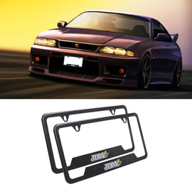 Brand New Universal 2PCS JDM BEGINNER LEAF Metal Carbon Fiber Style License Plate Frame