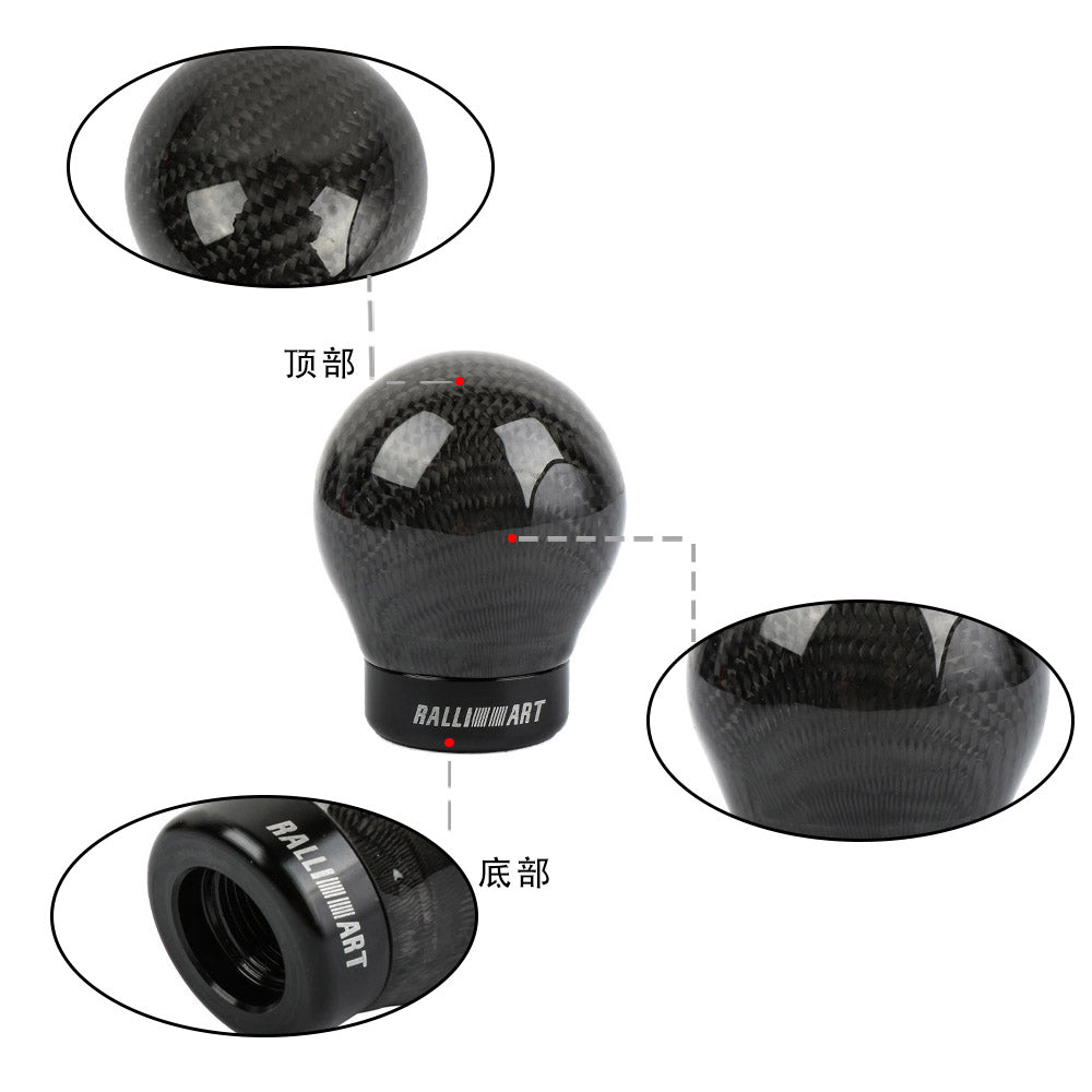Brand New Ralliart Universal Real Carbon Fiber Round Ball Manual Car Racing Gear Shift Knob Shifter M12 M10 M8