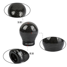 Load image into Gallery viewer, Brand New Ralliart Universal Real Carbon Fiber Round Ball Manual Car Racing Gear Shift Knob Shifter M12 M10 M8