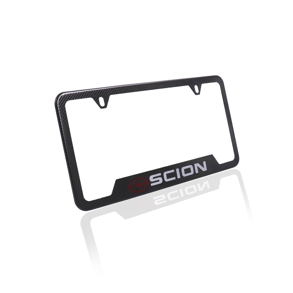 Brand New Universal 2PCS SCION Metal Carbon Fiber Style License Plate Frame