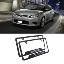 Load image into Gallery viewer, Brand New Universal 2PCS SCION Metal Carbon Fiber Style License Plate Frame