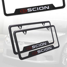 Load image into Gallery viewer, Brand New Universal 2PCS SCION Metal Carbon Fiber Style License Plate Frame
