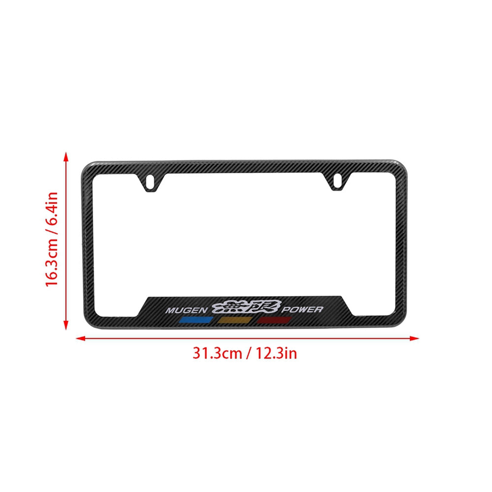 Brand New Universal 2PCS MUGEN Metal Carbon Fiber Style License Plate Frame