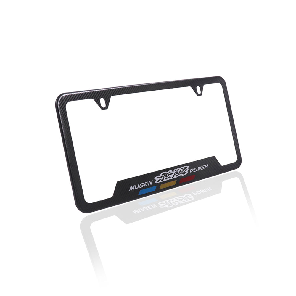 Brand New Universal 2PCS MUGEN Metal Carbon Fiber Style License Plate Frame