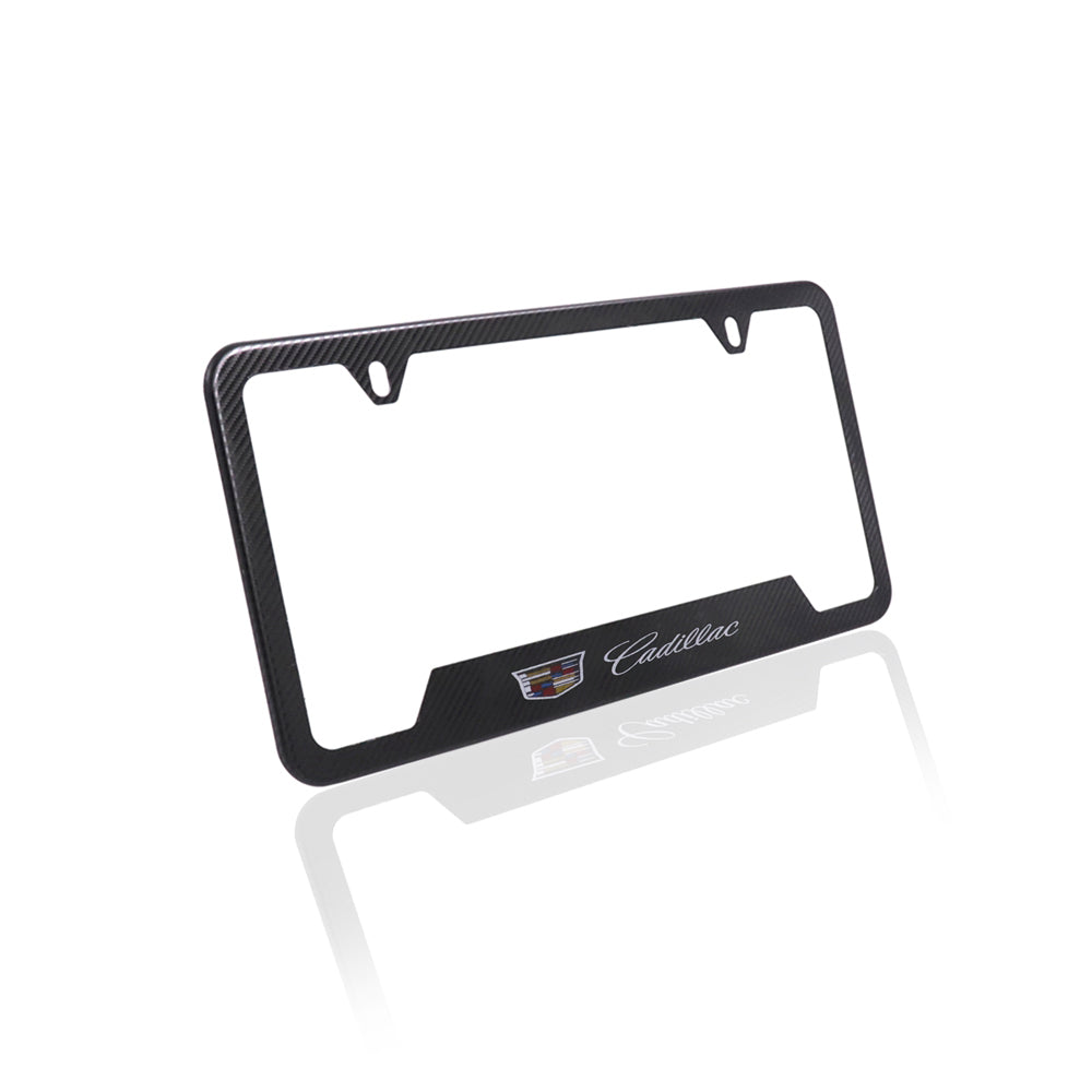 Brand New Universal 2PCS Cadillac Metal Carbon Fiber Style License Plate Frame