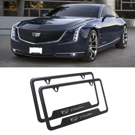 Brand New Universal 2PCS Cadillac Metal Carbon Fiber Style License Plate Frame