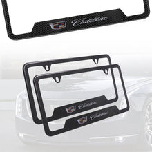 Load image into Gallery viewer, Brand New Universal 2PCS Cadillac Metal Carbon Fiber Style License Plate Frame