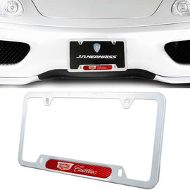 Brand New Universal 1PCS CADILLAC Silver Metal License Plate Frame