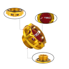 Load image into Gallery viewer, Brand New Toyota TRD Real Carbon Fiber Sticker ALUMNIUM Gold Billet Engine Oil FILLER Cap
