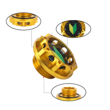 Load image into Gallery viewer, Brand New Toyota Jdm Beginner Leaf Real Carbon Fiber Sticker ALUMNIUM Gold Billet Engine Oil FILLER Cap