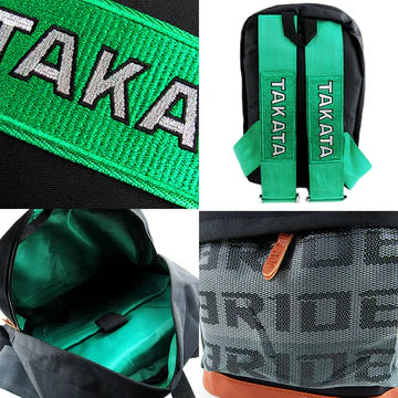 Brand New JDM TAKATA Bride Racing Green Harness Adjustable Shoulder Strap Backpack