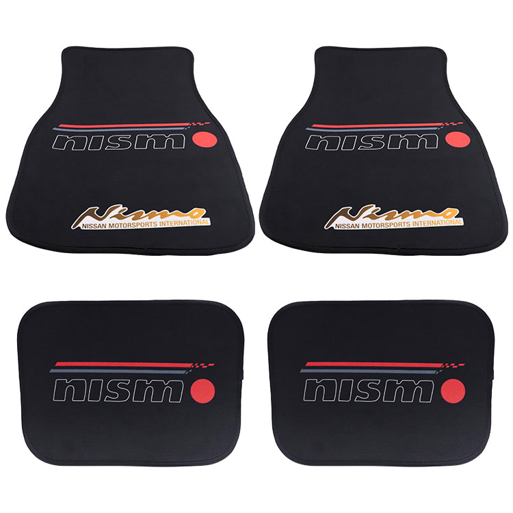 Brand New 4PCS UNIVERSAL NISMO Racing Fabric Car Floor Mats Interior Carpets