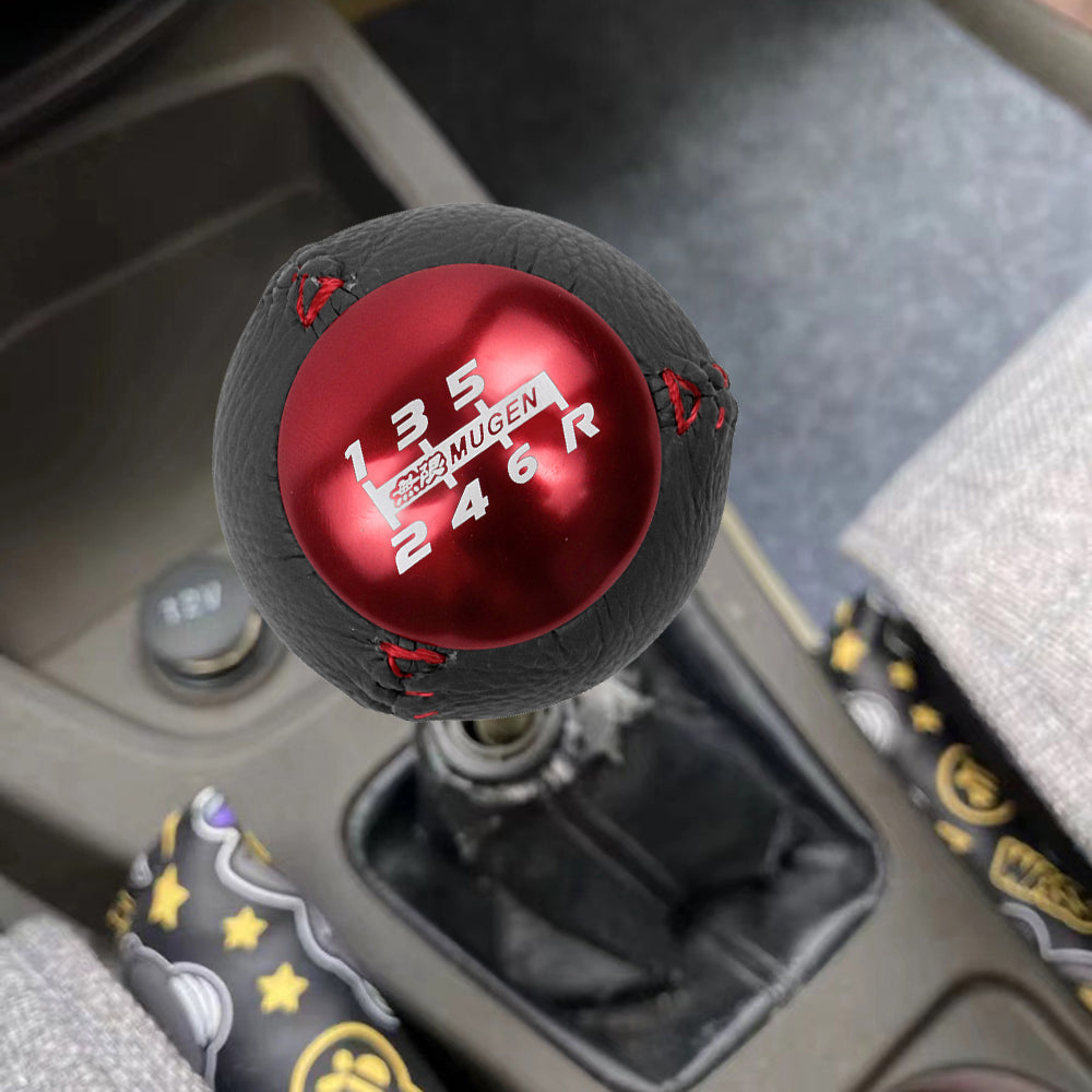BRAND NEW JDM Mugen Leather 6 Speed Shift Knob Black / Red HONDA CRZ Type R Civic FA5 FG2 SI