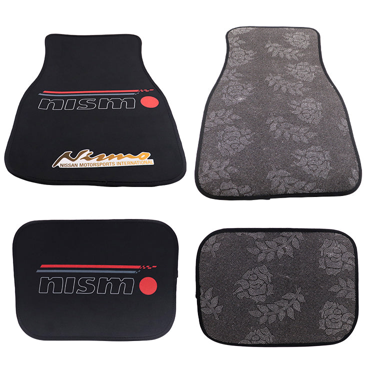 Brand New 4PCS UNIVERSAL NISMO Racing Fabric Car Floor Mats Interior Carpets