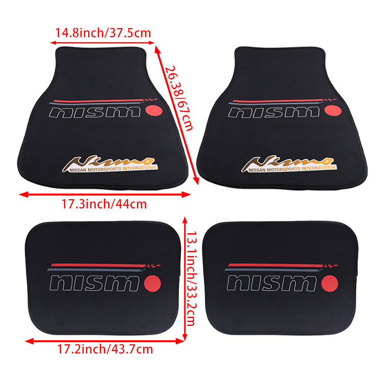 Brand New 4PCS UNIVERSAL NISMO Racing Fabric Car Floor Mats Interior Carpets