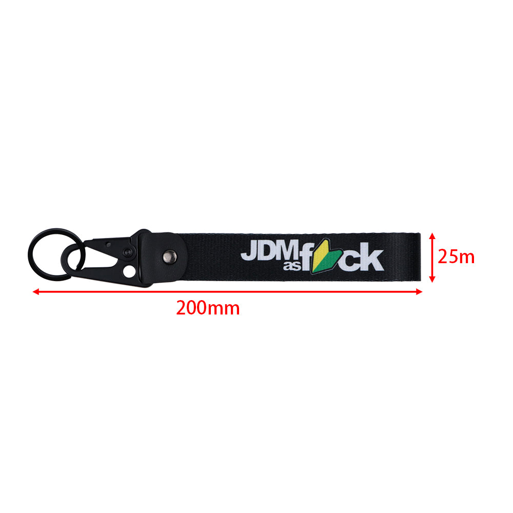 BRAND New JDM AS FCK Black Racing Keychain Metal key Ring Hook Strap Lanyard Universal