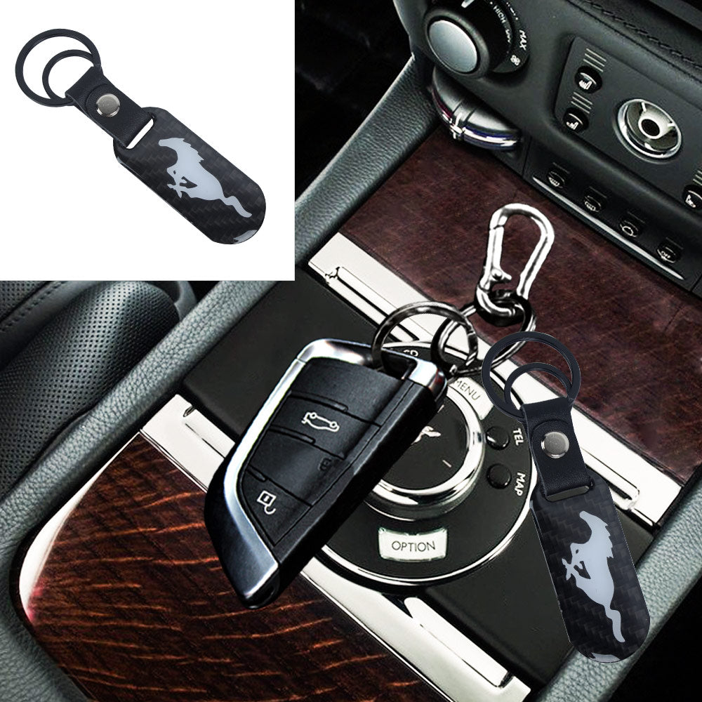 Brand New Universal 100% Real Carbon Fiber Keychain Key Ring For Mustang