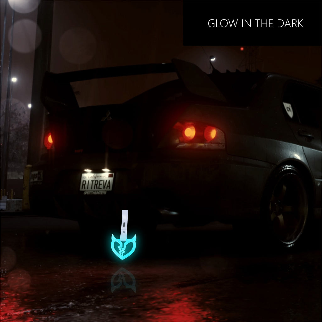 Brand New Devil Demon Broken Heart Teal Glow In The Dark JDM TSURIKAWA Ring Subway Train Bus Handle Strap Charm Drift