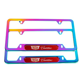 Brand New Universal 2PCS Cadillac Neo Chrome Metal License Plate Frame