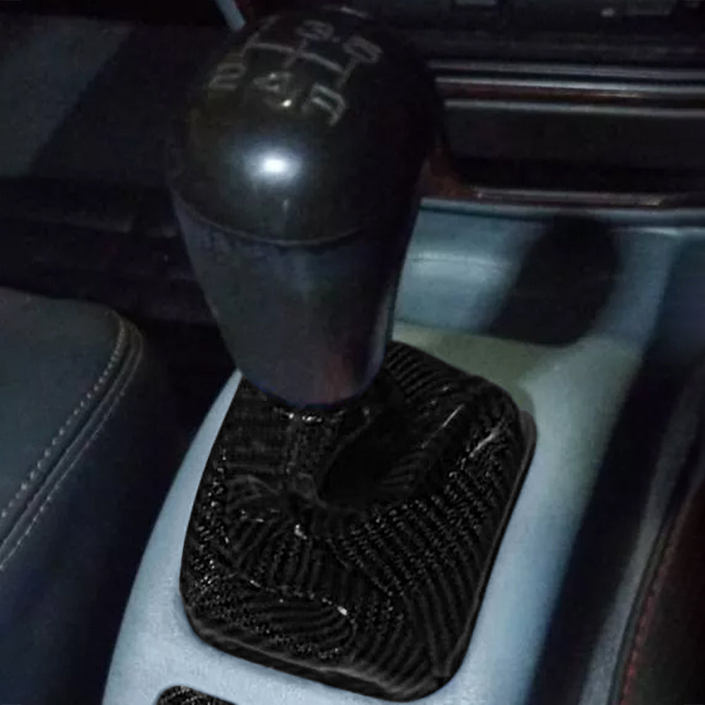 Brand New Universal GR SPORT Carbon Fiber Black Leather PVC Style Black Stitch Leather Gear Manual Shifter Shift Knob Boot