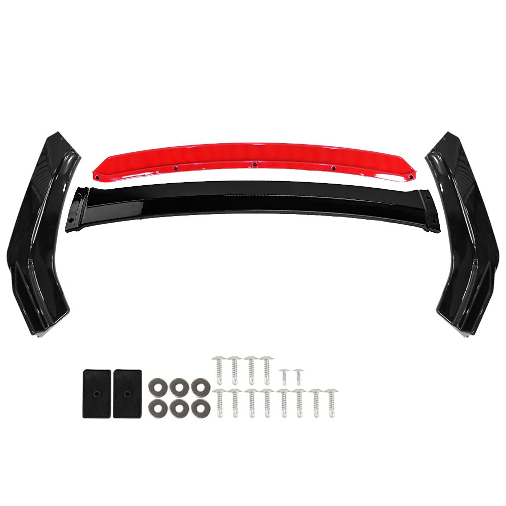 BRAND NEW 4PCS Universal Front Bumper Lip Spoiler Splitter Protector Glossy Black/Red