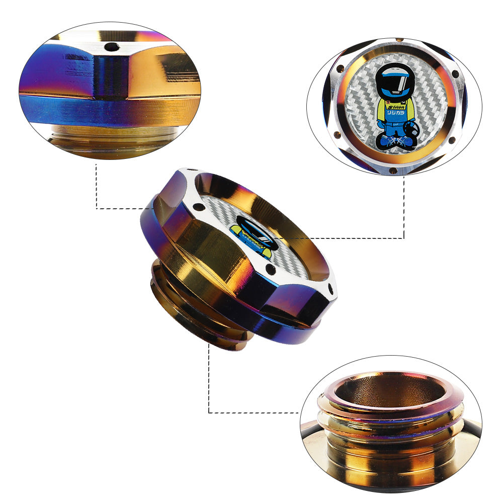 Brand New Jdm Spoon Sports Racer Burnt Blue Engine Oil Cap With Real Carbon Fiber Spoon Racer Sticker Emblem For Honda / Acura