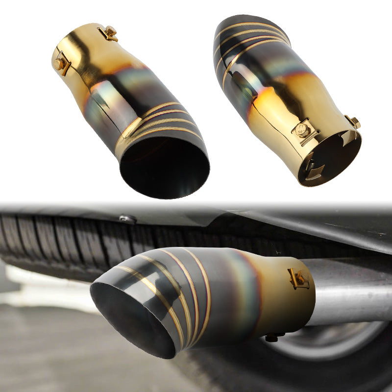 Brand New Gold/Black Stainless Steel Car Exhaust Muffler Tip Straight Pipe 2.5'' Inlet