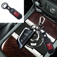 Load image into Gallery viewer, Brand New Universal 100% Real Carbon Fiber Keychain Key Ring For Tesla