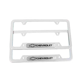 Brand New Universal 2PCS CHEVROLET Silver Metal License Plate Frame