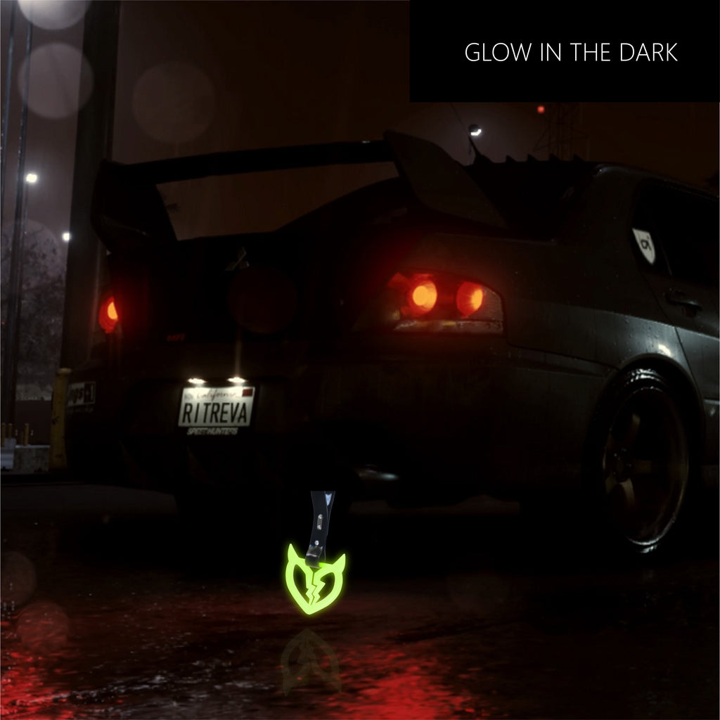 Brand New Devil Demon Broken Heart Pink Glow In The Dark Green JDM TSURIKAWA Ring Subway Train Bus Handle Strap Charm Drift
