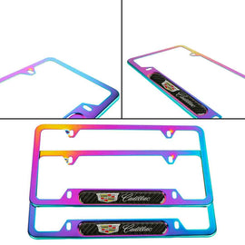Brand New Universal 2PCS Cadillac Neo Chrome Metal License Plate Frame