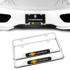 Brand New Universal 2PCS CHEVROLET Chrome Metal License Plate Frame