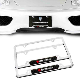 Brand New Universal 2PCS MAZDASPEED Chrome Metal License Plate Frame