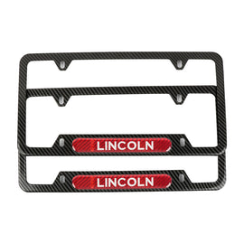 Brand New Universal 2PCS Lincoln Carbon Fiber Look Metal License Plate Frame