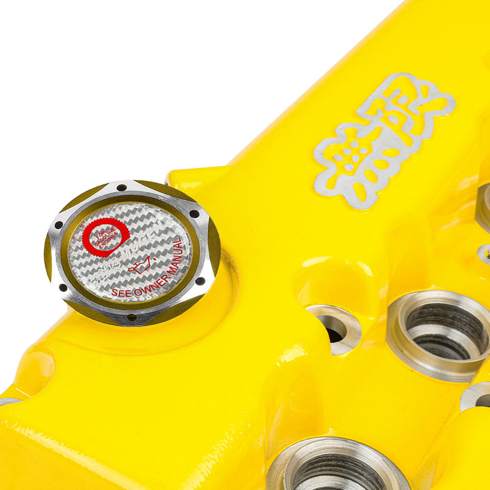 Brand New Jdm Gold Engine Oil Cap With Real Carbon Fiber Mugen Sticker Emblem For Honda / Acura