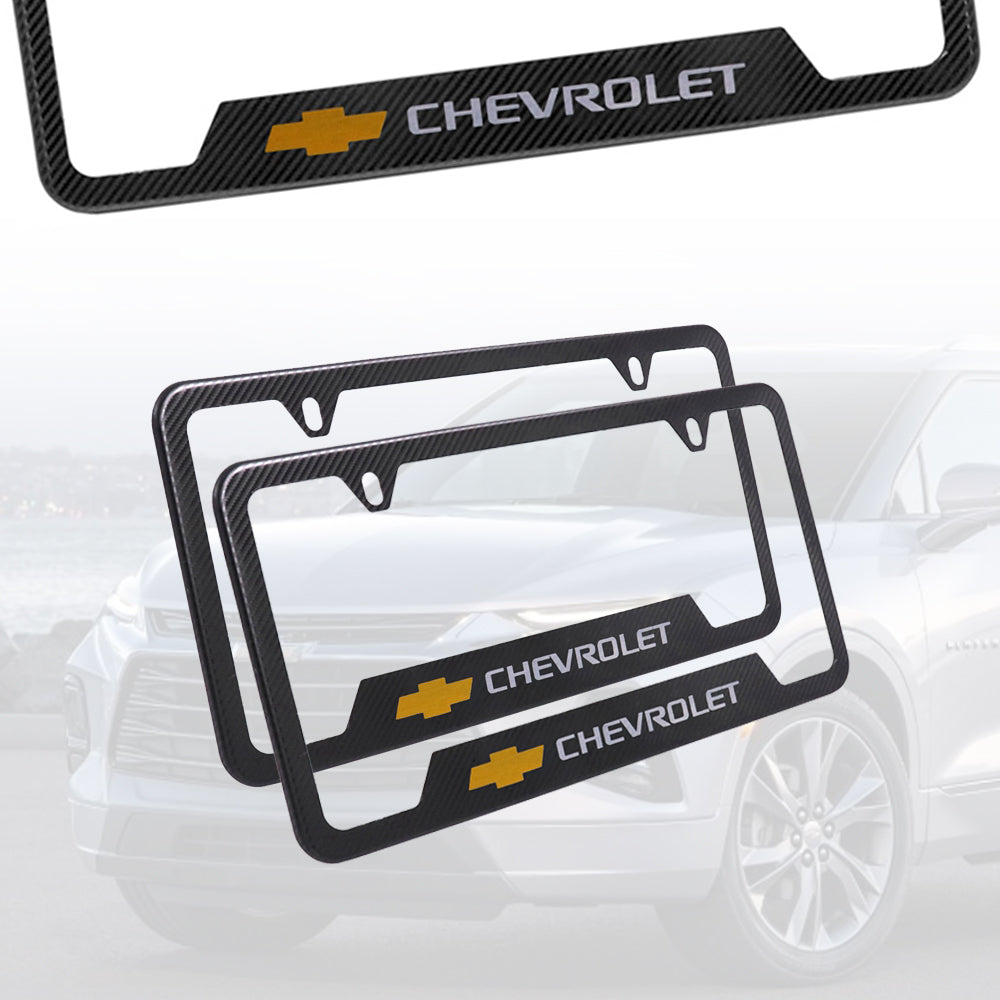 Brand New Universal 2PCS Chevrolet Metal Carbon Fiber Style License Plate Frame
