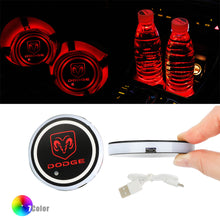 Load image into Gallery viewer, BRAND NEW UNIVERSAL V2 2PCS DODGE Switchable Seven Colorful LED Car Cup Holder Mat Coaster Pad