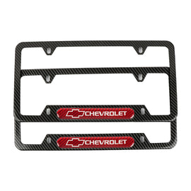 Brand New Universal 2PCS Chevrolet Carbon Fiber Look Metal License Plate Frame