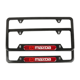 Brand New Universal 2PCS Mazda Carbon Fiber Look Metal License Plate Frame