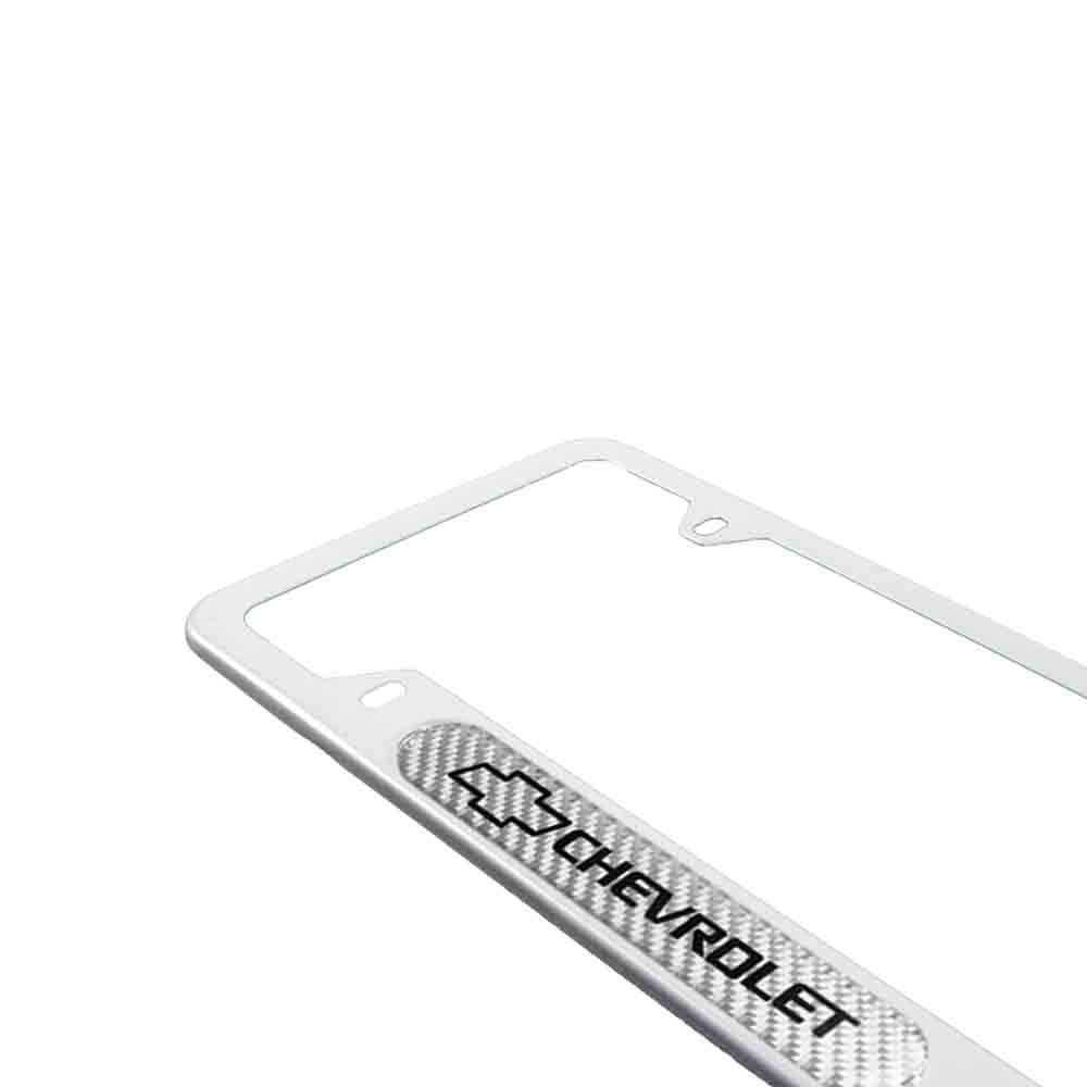 Brand New Universal 2PCS CHEVROLET Silver Metal License Plate Frame