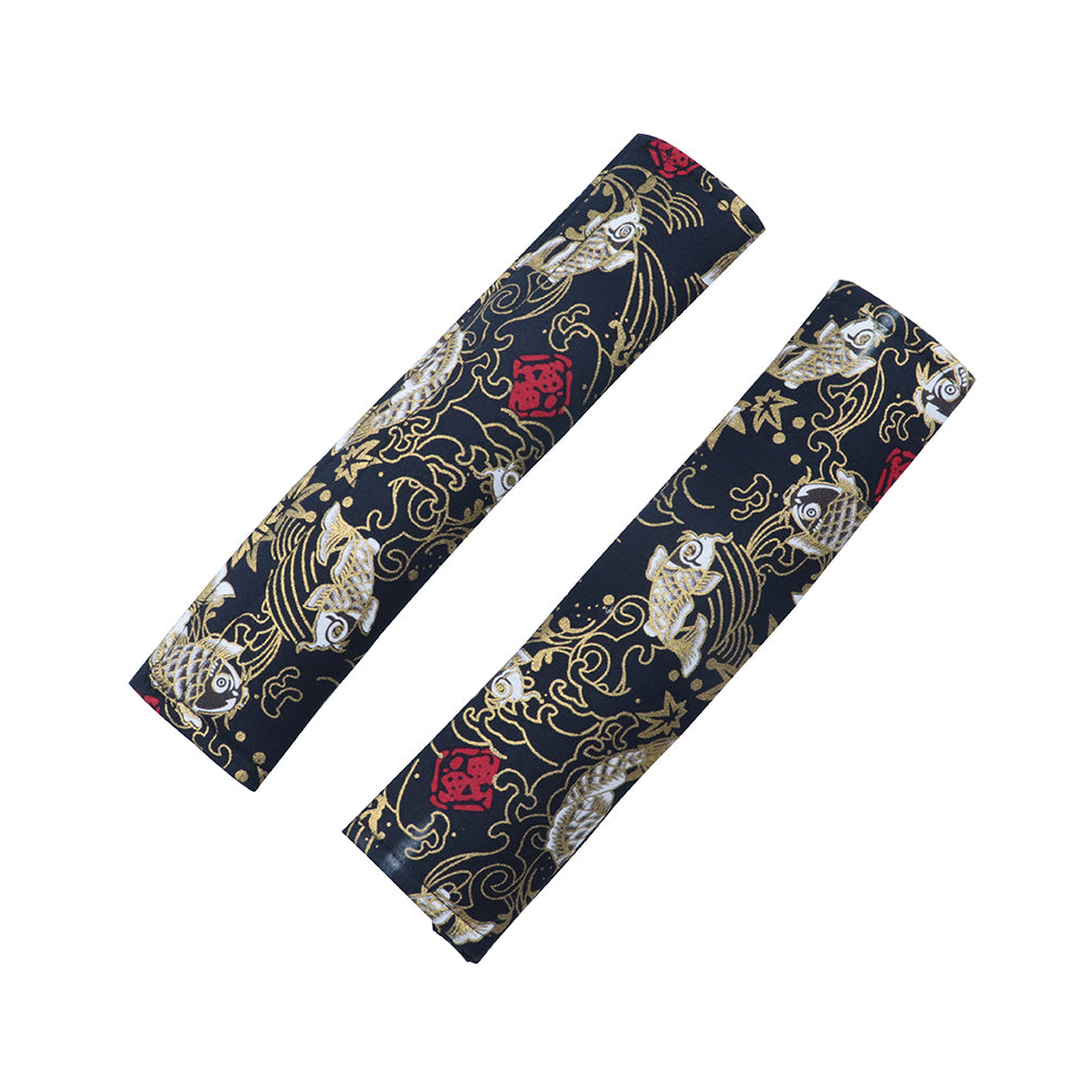 Brand New Universal 2PCS SAKURA Black Fish Fabric Soft Cotton Seat Belt Cover Shoulder Pads