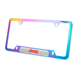 Brand New Universal 1PCS JEEP Neo Chrome Metal License Plate Frame