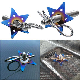 Brand New Universal Star Shaped Car Hood Pin Kit Aluminum Alloy Hood Pin Lock Latch Catch Burnt Blue