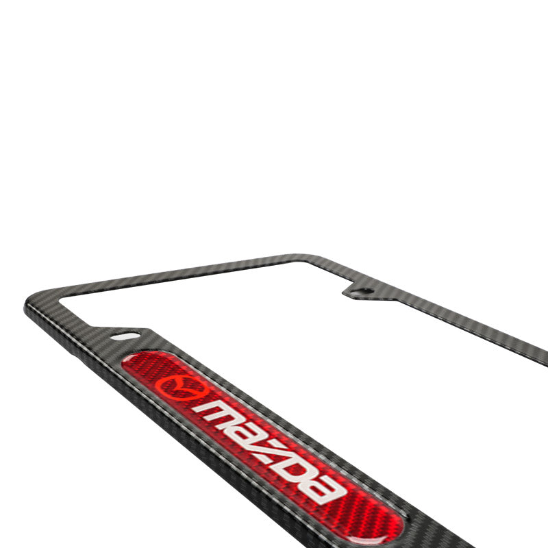 Brand New Universal 2PCS Mazda Carbon Fiber Look Metal License Plate Frame