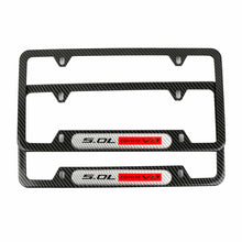 Load image into Gallery viewer, Brand New Universal 2PCS 5.0L COYOTE V8 Carbon Fiber Look Metal License Plate Frame
